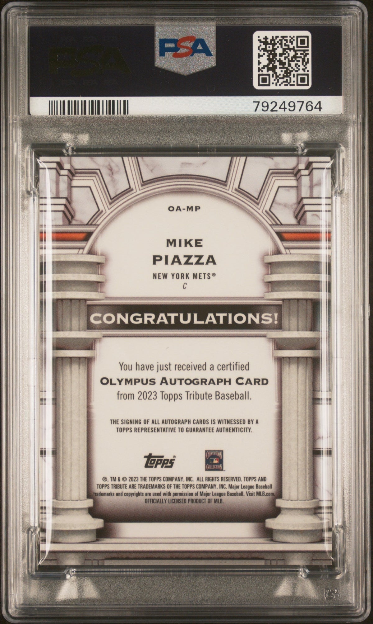 2023 Topps Tribute Olympus Autograph Mike Piazza #OAMP 01/45 PSA 10 Auto 8