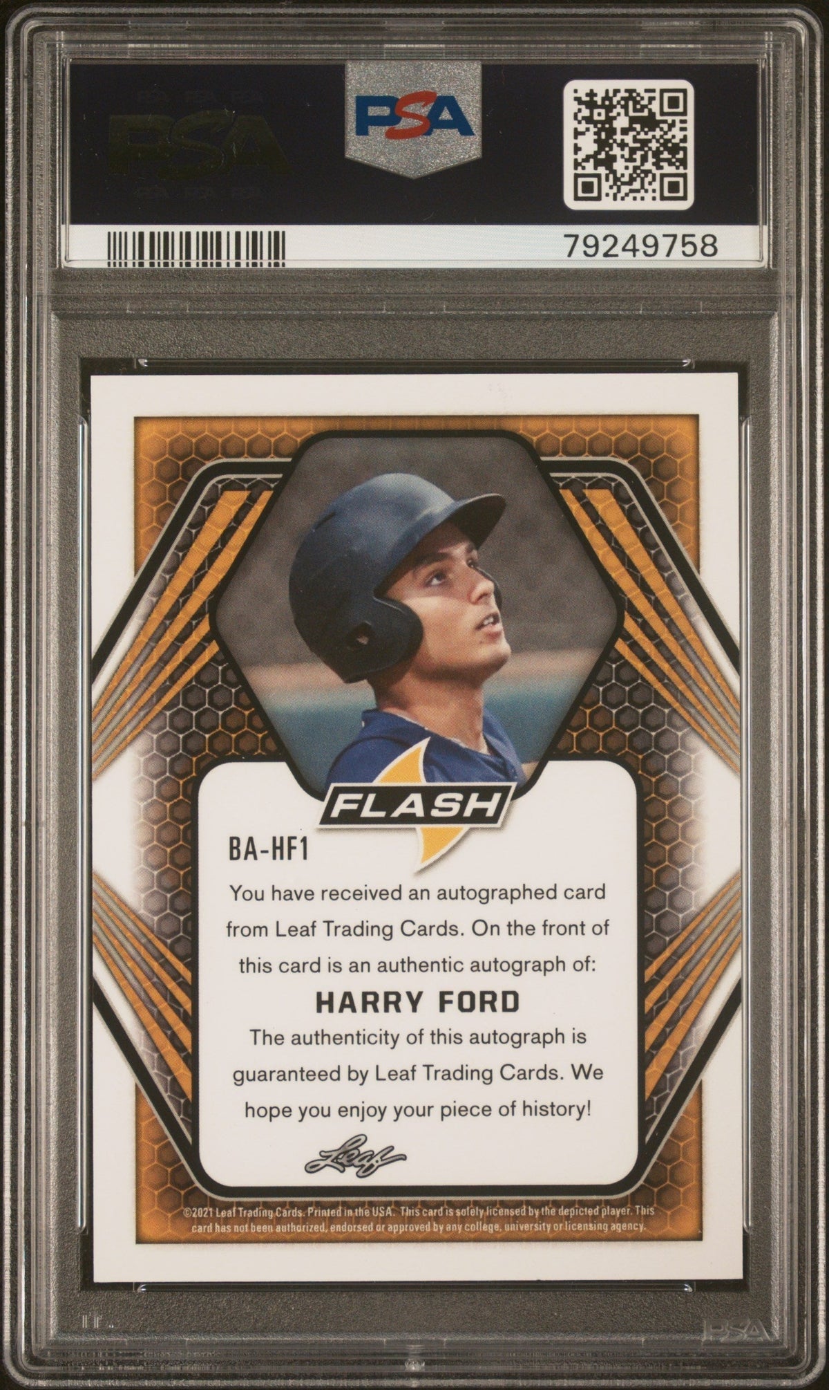 2021 Leaf Flash Autographs Harry Ford #HF1 PSA 8 Auto 9