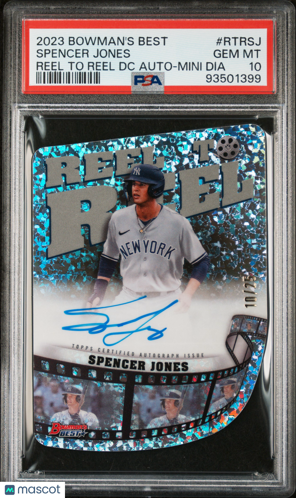 2023 Bowman's Best Die-Cuts Spencer Jones #RTRSJ RTR DC Ref 10/25 PSA 10