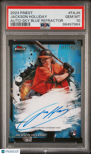 2024 Topps Finest Finest  Jackson Holliday #FAJH Sky Blue Refractor /150 PSA 10