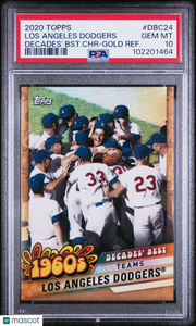 2020 Topps Decades'  Chrome Los Angeles Dodgers #DBC24  Gold Refractor PSA 10
