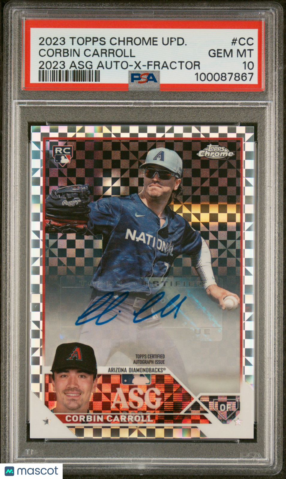 2023 Topps Chrome  2023 All-Star Game Auto Corbin Carroll #CC  X Fractor PSA 10