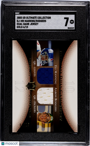 2005 Upper Deck Ultimate Manning Rodgers #DJ-MR Dual Game Jersey Gold SGC 7