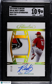 2024 Panini Flawless Rhett Lowder #DPA-RL Draft Patch Auto Gold SGC 9 Auto 10