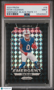 2024 Panini Prizm Emergent Keon Coleman #16 Black Finite 1/1 PSA 9