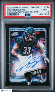 2024 Topps Cosmic Cosmic Chrome Auto Cooper Dejean #CD Black Eclipse /10 PSA 9