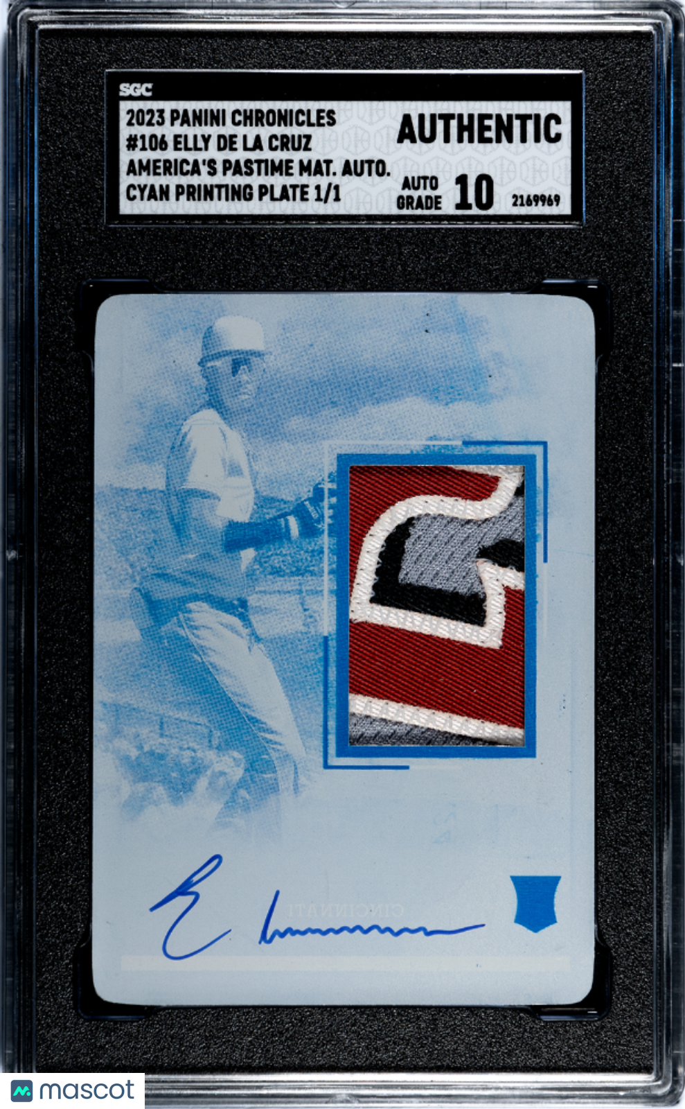 2023 Panini Chronicles Elly De La Cruz #10 Auto Printing Plate 1 /1 SGC Auto 10