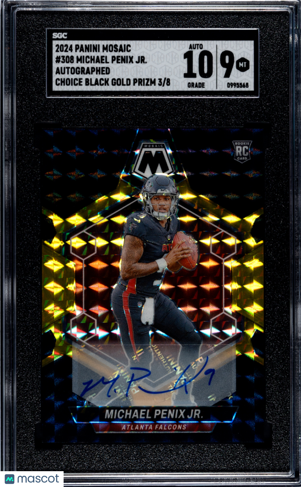 2024 Panini Mosaic Michael Penix JR. #308 Auto Black Gold Prizm SGC Auto 10 # /8