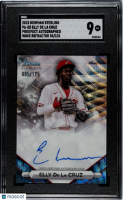 2023 Bowman Sterling Elly De La Cruz #PA-ED Pros. Autograph Wave Refractor SGC 9