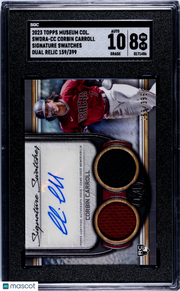 2023 Topps Museum Corbin Carroll #SWDRA-CC SIG. Dual Relic SGC 8 Auto 10