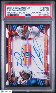 2024 Bowman Draft Prospect Dual Autographs Bazzana Burns #PDABB PSA 10