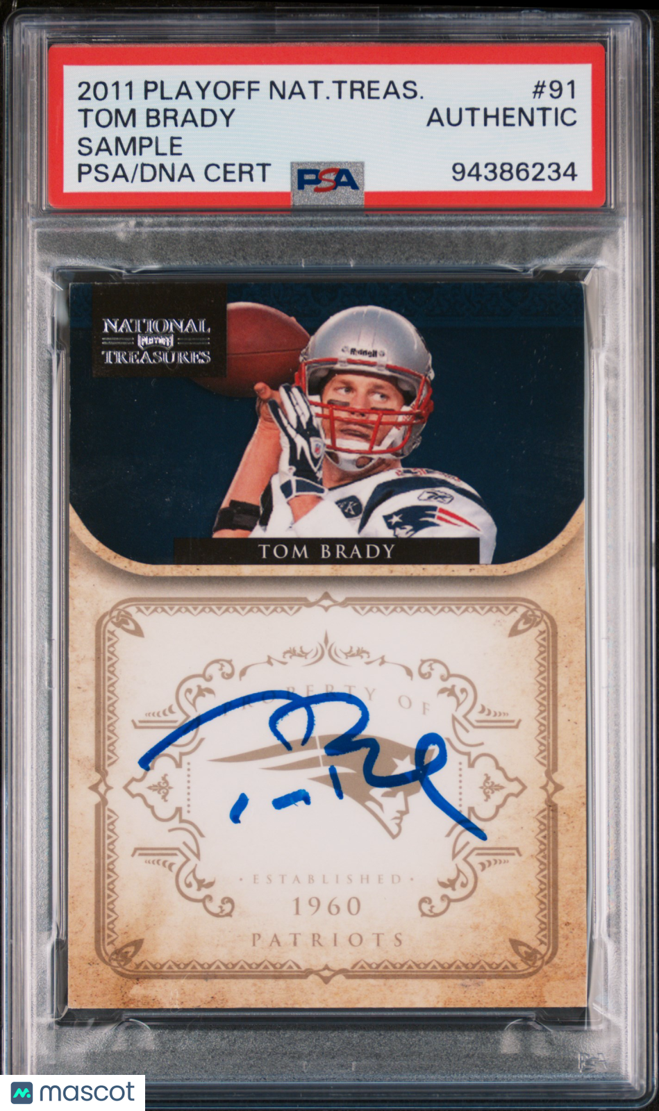 2011 Playoff National Treasures Tom Brady #91 Sample PSA A Auto A