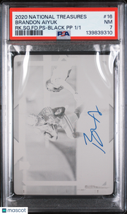 2020 Panini  Rookie Pass Brandon Aiyuk #16 RK. SG. FD. PS Black PP 1/1 PSA 7
