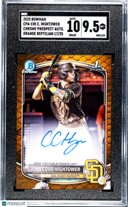 2025 Bowman Cobb Hightower #CPA-CHI Prospect Orange Reptilian Re SGC 9.5 Auto 10