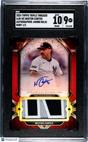 2024 Topps Triple Nestor Cortes #AJR-NC Auto Jumbo Relic Ruby 1 1 SGC 9 Auto 10