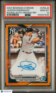 2024 Bowman Chrome Rookie AutoJasson Dominguez #CRAJD Orange Ref 02/25 PSA 10