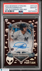 2024 Bowman Sterling Tek Auto Jasson Dominguez #STAJD Red Ref 3 / 5 PSA 10
