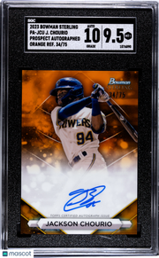 2023 Bowman Sterling Jackson Chourio #PA-JCU Orange Refractor SGC 9.5 Auto 10
