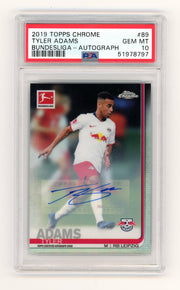 Tyler Adams 2019 Topps Chrome Bundesliga Base Autograph PSA 10