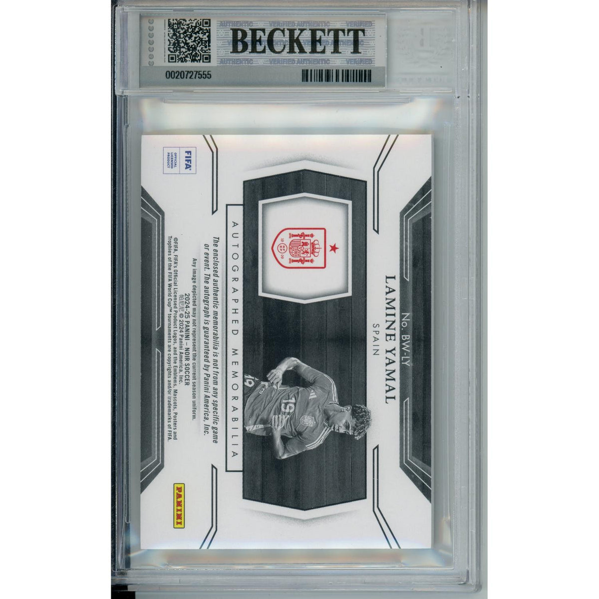 Sports Graded: Lamine Yamal #25 Panini Noir Autograph (2024-25) B&W Beckett 8.5